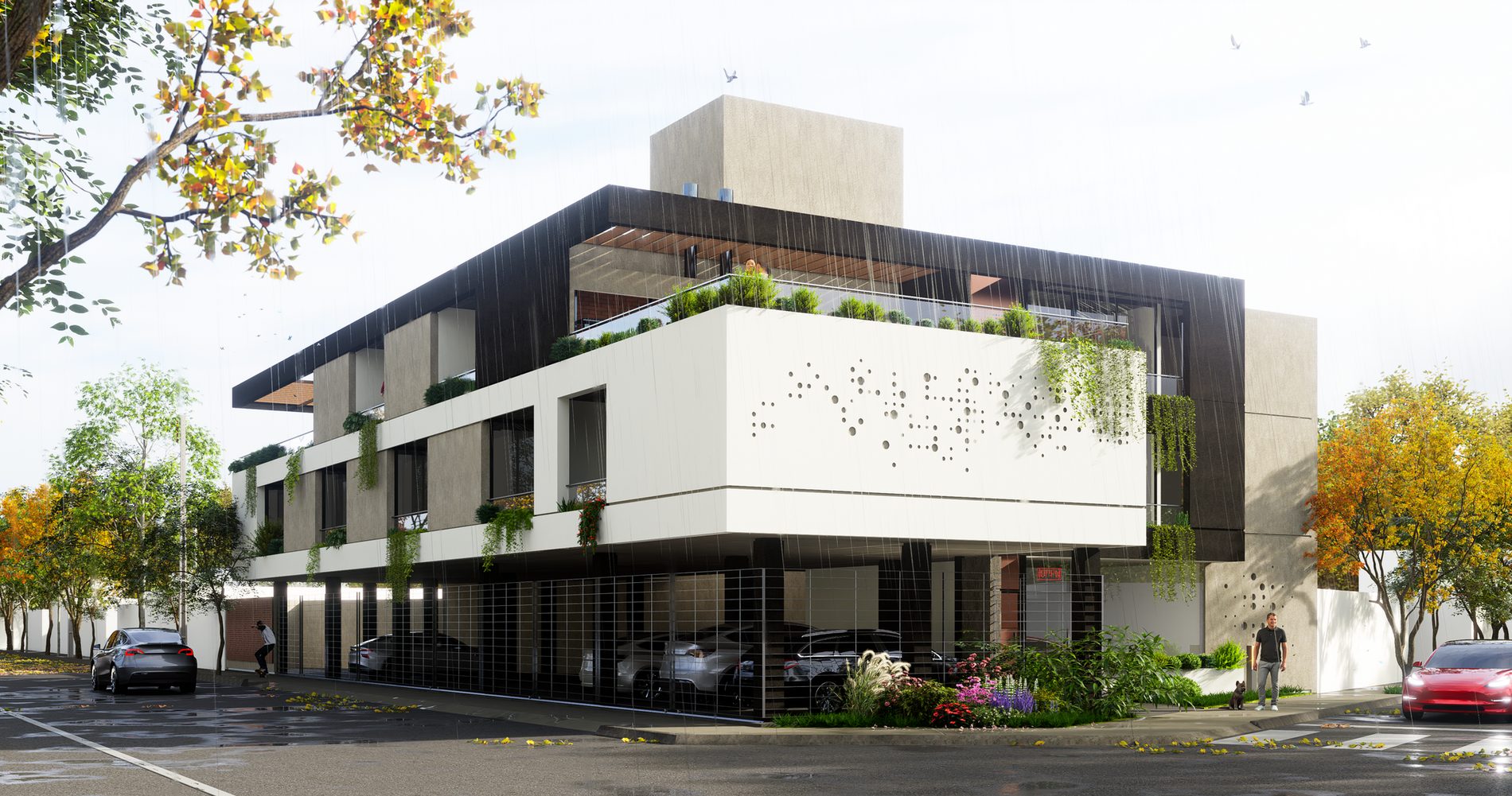 Render de edificio residencial desarrollado por CONYCOM
